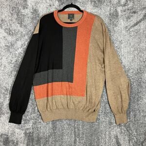 FX Fusion Sweater Mens XL Multicolor Geometric Colorblock Crewneck Pullover